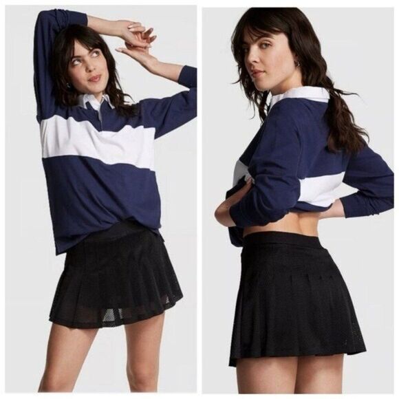 PINK Victoria's Secret Dresses & Skirts - PINK Victoria's Secret Pleated Tennis Skort Large Black Athleisure Skirt Shorts